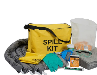 Spill kit bag with booms and gloves